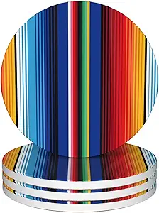 Coasters for Drinks,Mexican Stripes Colorful Ethnic Absorbent Coaster Set of 4 with Cork Base,Ceramic Drink Coasters for Cold Drinks Wine Glasses Cups Mugs,Housewarming Gifts for Home Decor - sugar skull coasters set