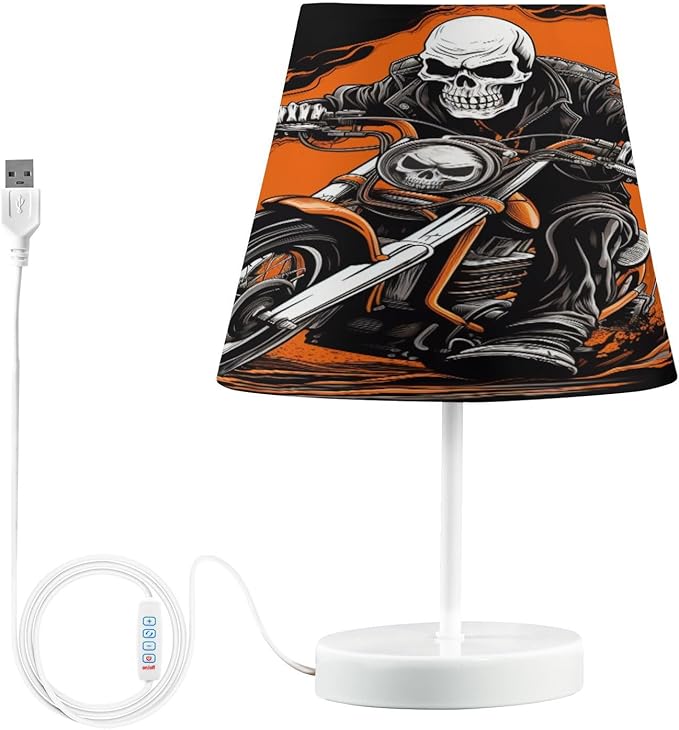 ALAZA Sugar Skull Funny Decor Bedside Table Lamp with USB Port 3 Color Temperatures LED Desk Lamp for Bedroom Office M - sugar skull table lamp