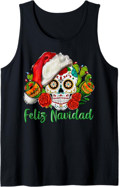 Christmas Feliz Navidad Sugar Skull Santa Hat - sugar skull beanie