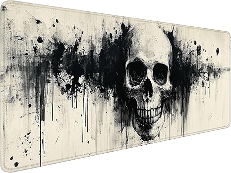 Skull Desk Pad Mouse Pad Black Ink Abstract XL Mouse Pad Large Mousepad Extended Laptop Keyboard Mat Gaming Desk Pad Mouse Mat 31.5"x11.8" Office Computer Keyboard Laptop Home - sugar skull car floor mats
