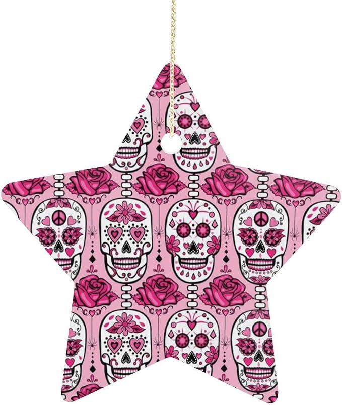 Sugar Skulls Christmas Decorations Hanging Xmas Tree Ornaments Star Pendant Holiday Supplies - sugar skull christmas decorations