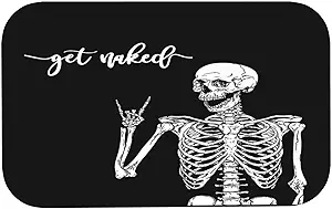 Diatomaceous Earth Bath Mat,Black Funny Skull Soft Wrinkle Free Bathroom Floor Rugs Non-Slip Volume Super Absorbent Fast Drying for Bathroom Kitchen Door mat16 x24 - sugar skull toilet mat set