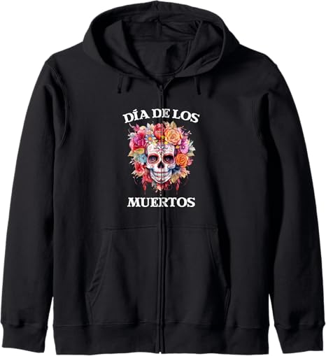 Dia De Los Muertos Day Of The Dead Designs - sugar skull zip up hoodie mens