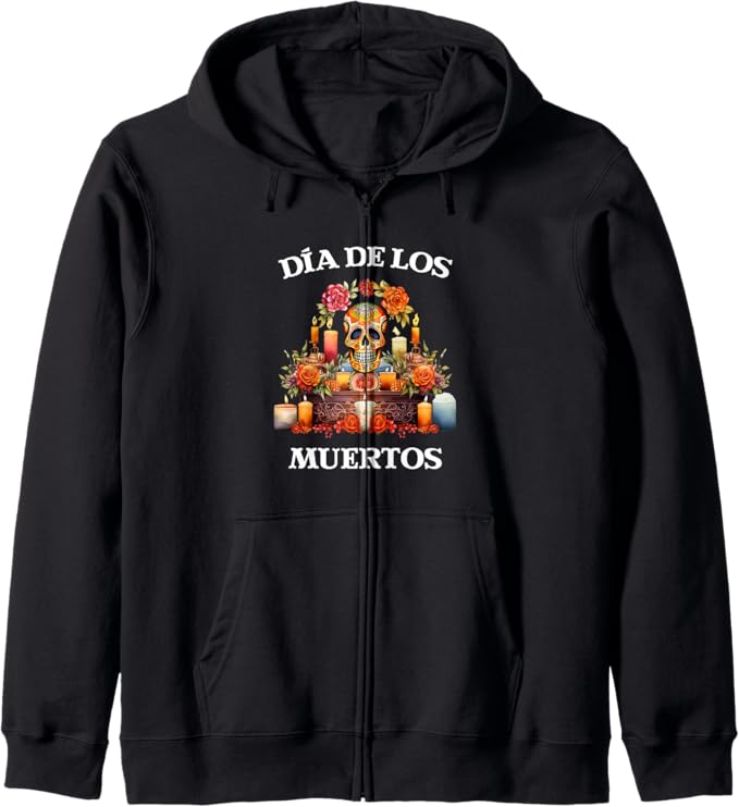 Dia De Los Muertos Day Of The Dead Designs - sugar skull zip up hoodie mens