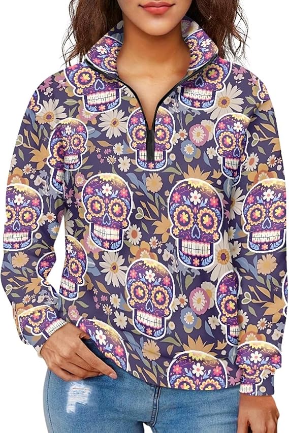 Irisjudy - sugar skull zip up hoodie mens