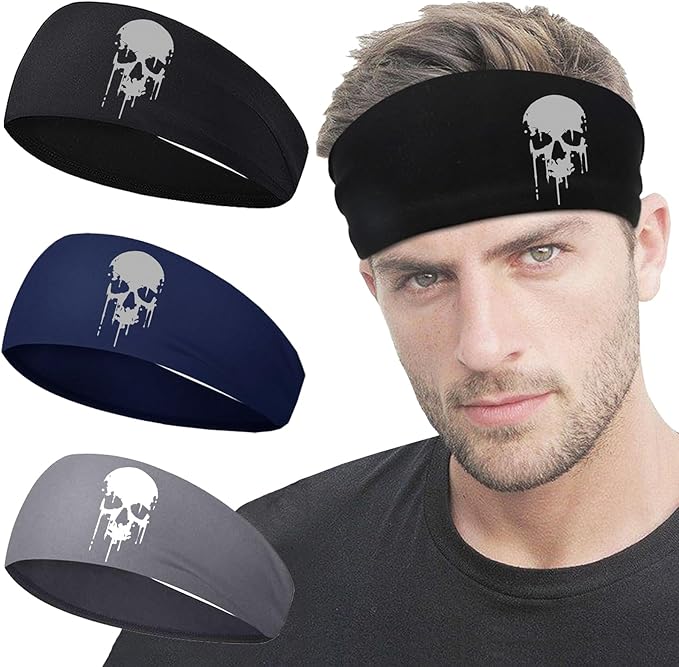 3 PCS Sport Headbands for Men Women Workout Cooling Sweat Bands Headbands Men Sweatbands Running - sugar skull flower crown