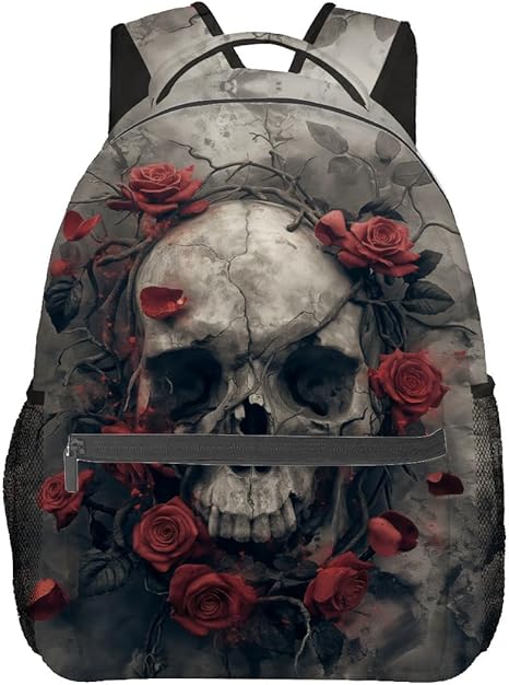 Skull Rose Backpack Travel Backpacks Laptop Rucksack,School Bookbag for Women Kids Boys Girls,Gothic Back Pack Accessories Bags,Ideal Gifts for Work, Outdoor Adventures - best sugar skull backpack