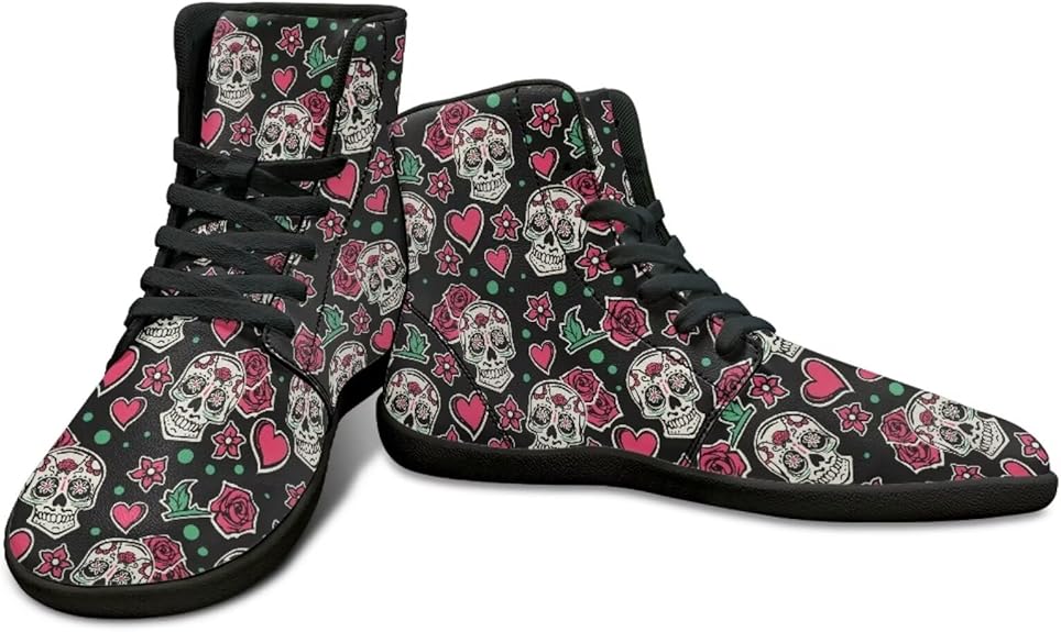 Watdotory - sugar skull sneakers womens