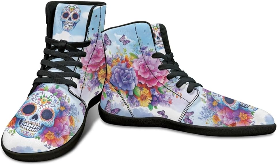 Watdotory - sugar skull sneakers womens