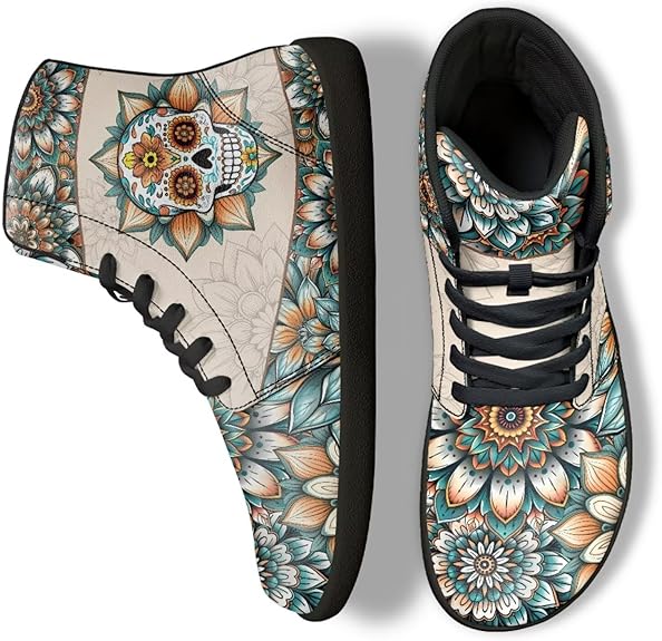 Binienty - sugar skull boots for women