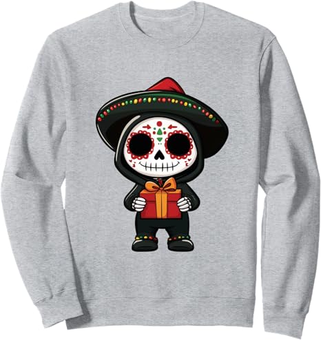 Christmas Calavera Sugar Skull - sugar skull sweatshirt womens