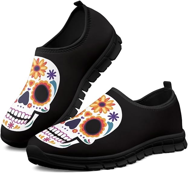 Watdotory - sugar skull sneakers womens