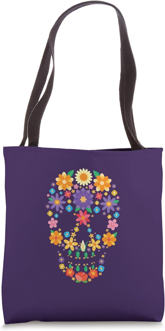 FLORAL SUGAR SKULL Flower Calavera Calaveras Skulls Meme Tote Bag - sugar skull handbags for sale