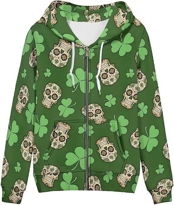 Irisjudy - sugar skull zip up hoodie mens