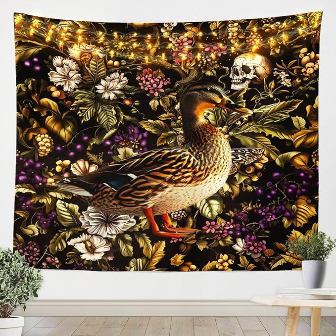 Feelyou Mallard Duck Tapestry for Kids Boys Girls Wild Duck Hunting Wall Blanket Camouflage Tree Branches Wall Hanging XLarge 70"x92" Room Decor Sugar Skull Wall Art - sugar skull canvas wall art