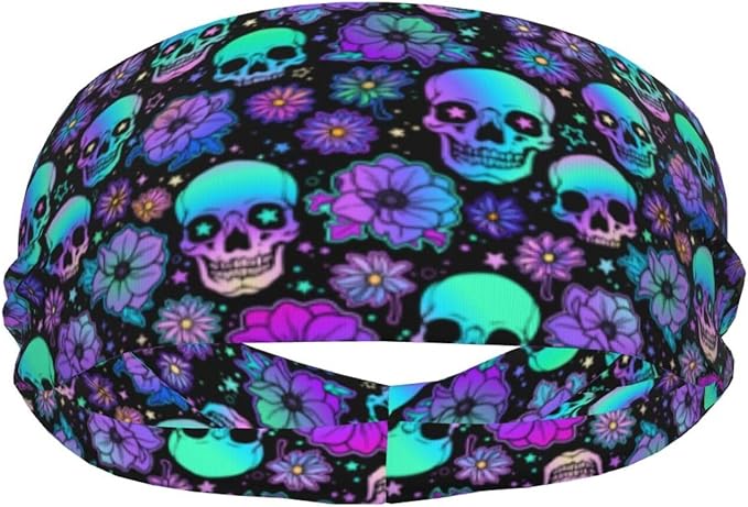 Sports Sweatband Head Bands for Women Men Sweat-Absorbing Headbands Suitable for Running Yoga Fitness Football Exercise - sugar skull flower crown