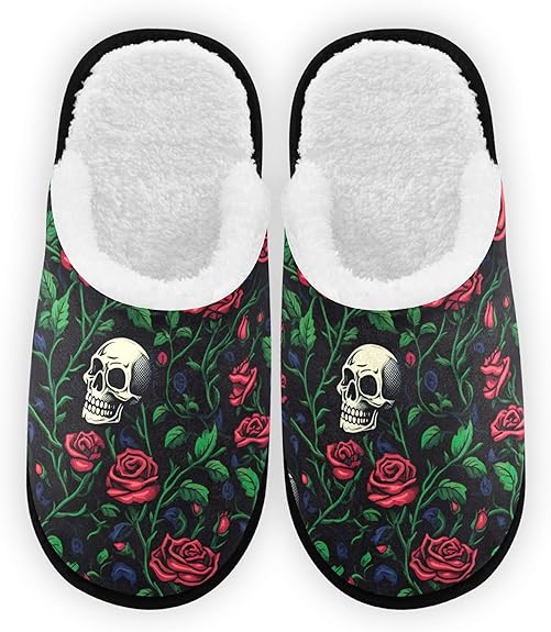 S Husky - sugar skull slippers womens