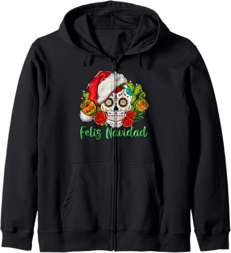 Christmas Feliz Navidad Sugar Skull Santa Hat - sugar skull beanie