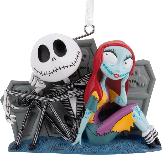 Hallmark Disney Tim Burton's The Nightmare Before Christmas Jack and Sally with Tombstones Christmas Ornament, Gifts for Disney Fans - sugar skull christmas ornament