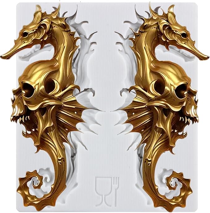 Lingzhi Seahorse Fondant Molds Skull Silicone Mold for Cake Decoration Cupcake Topper Chocolate Candy Sugar Craft Gum Paste Polymer Clay - sugar skull coffee cup