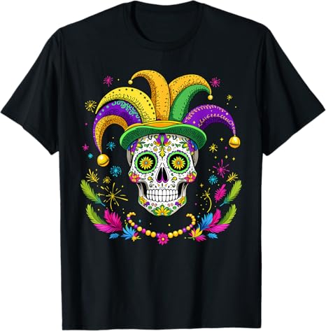 Sugar Skull Mardi Gras Jester Hat Carnival Costume - sugar skull beanie