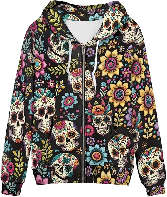 TOFRIMADE - sugar skull hoodie mens