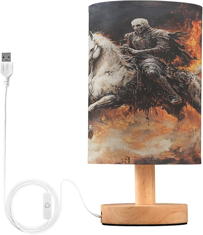 ALAZA Unicorn Sugar Skull Fire Decor Bedside Table Lamp with USB Port for Bedroom Nightstand Office Desk LED Bulb Included - sugar skull table lamp