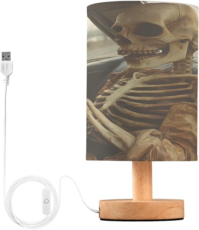 ALAZA Skeletal Sugar Skull 3D Decor Bedside Table Lamp with USB Port for Bedroom Nightstand Office Desk LED Bulb Included - sugar skull table lamp
