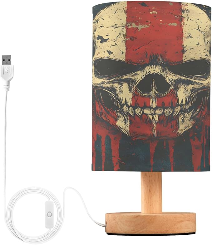ALAZA Sugar Skull Watercolor Vintage Decor Bedside Table Lamp with USB Port for Bedroom Nightstand Office Desk LED Bulb Included - sugar skull table lamp