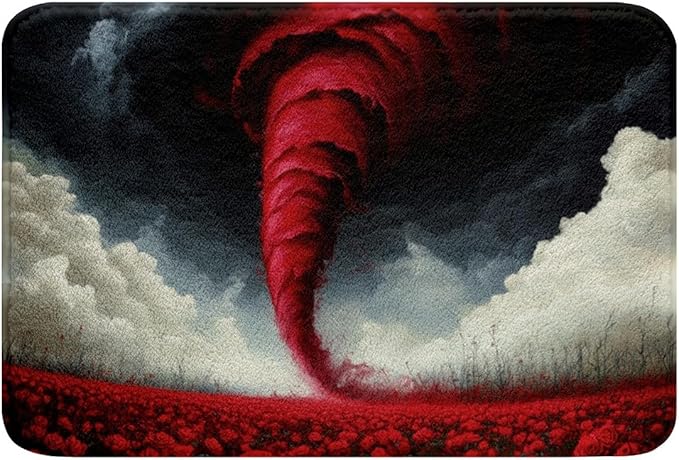 Erosebridal Red Tornado Bath Mat 16"x 24",Romantic Rose Floral Bathroom Rugs for Kids Girls Boys,Sugar Skull Doormats Floor Mats,Hurricane Non Slip Bath Rug,Happy Valentine Gifts for Women Men - sugar skull floor mat