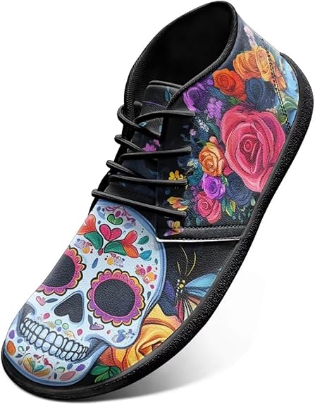 Watdotory - sugar skull sneakers womens