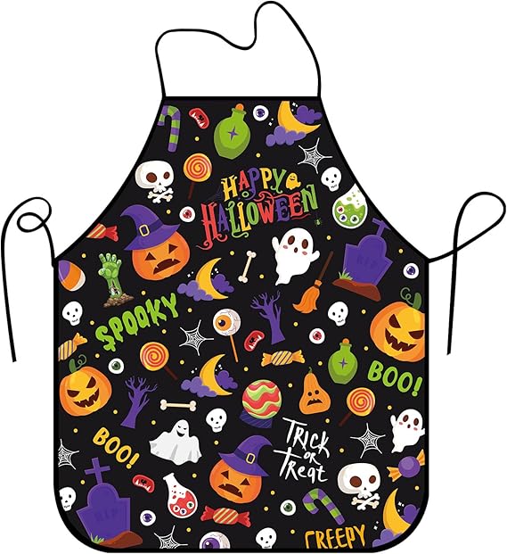 Funny Seasonal Holiday Apron, Adjustable Kitchen Cooking Apron for Women Men BBQ Baking Gardening Party Supplies - sugar skull apron for women