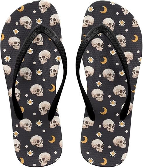 Pugasmiru - sugar skull flip flops womens