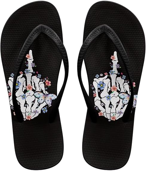 Mintulipy - sugar skull flip flops womens