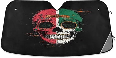 Windshield Sun Shade Sugar Skull Car Sun Shade for Front Windshield Foldable Sunshade Visor Protector Blocks UV Rays Keep Your Car Cooler - sugar skull car sunshade for windshield