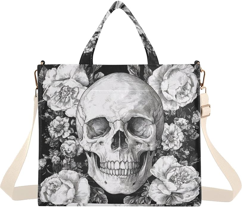 Sugar Skull Tote Bag for Women Large Capacity Handbag Portable Work Handbag Shoulder Bag for Beach, Shopping, Travel - sugar skull handbags for sale