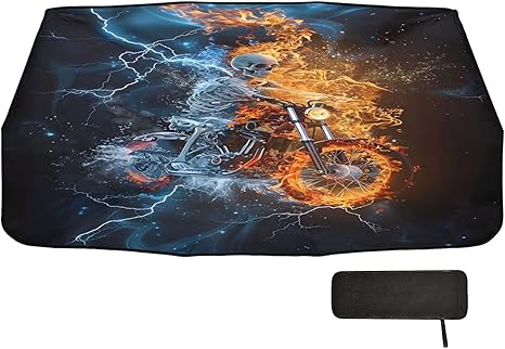 ALAZA Fantasy Skeleton Sugar Skull Car Windshield Sun Shade Foldable Reflector Umbrella Sunshade Cover Visor Protector for UV Ray Block & Sun Heat Protection Fit Most Vehicles - sugar skull car sunshade for windshield