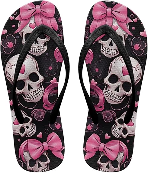 Pointodoor - sugar skull flip flops womens