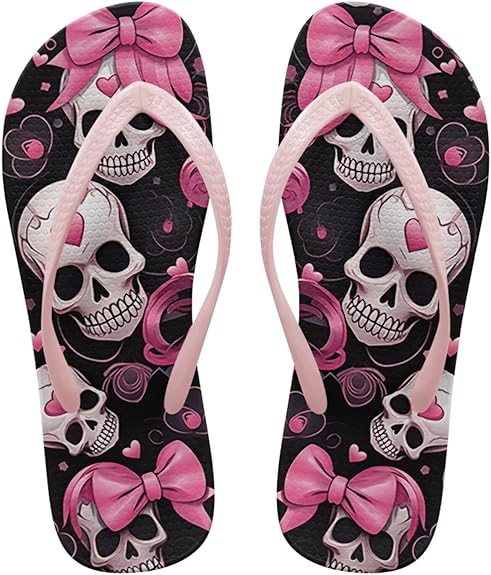 Forchrinse - sugar skull flip flops womens