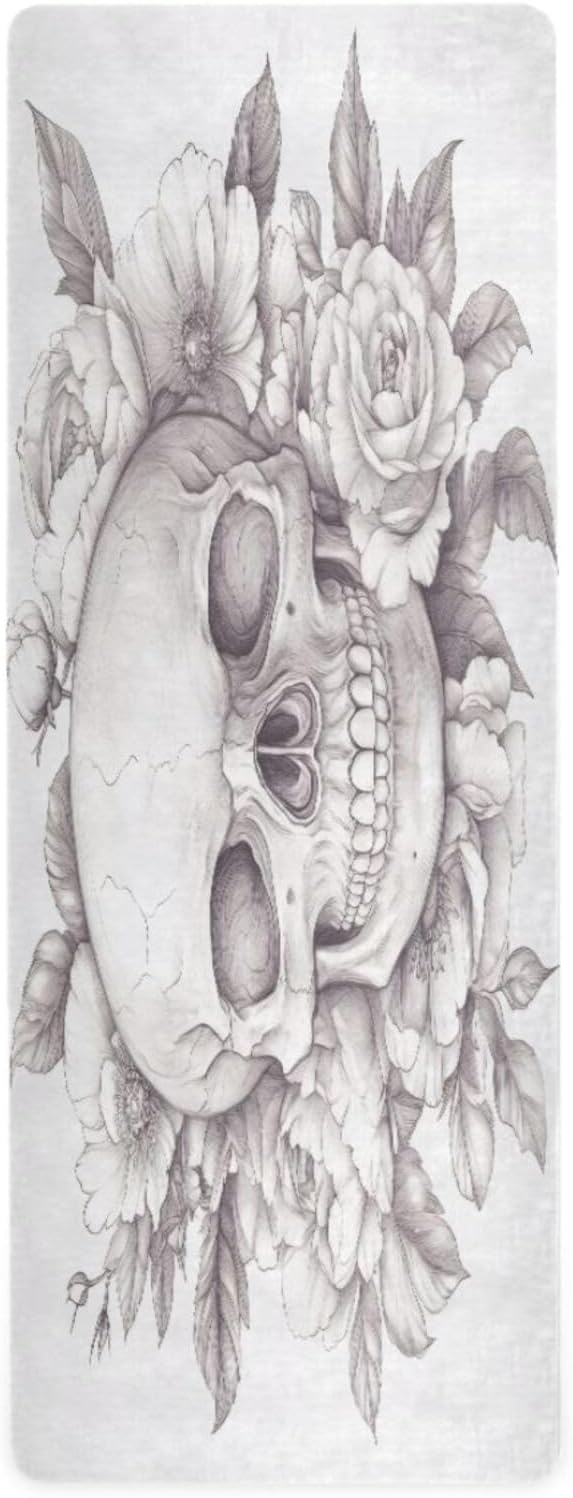 Sugar Skull Yoga Mat Durable & Thick Gym Fitness Mat,Non Slip Natural Rubber Yoga Mat for Yoga, Pilates & Floor Workouts - sugar skull yoga mat