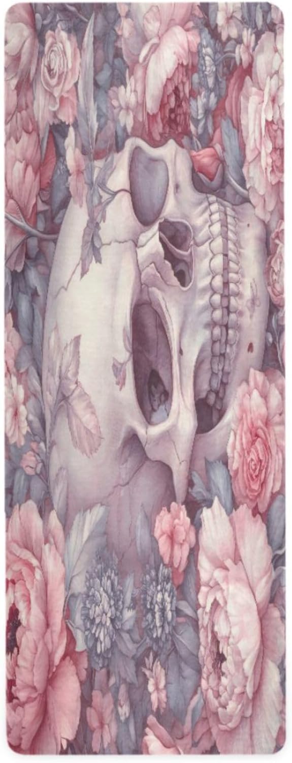 Sugar Skull Yoga Mat Durable & Thick Gym Fitness Mat,Non Slip Natural Rubber Yoga Mat for Yoga, Pilates & Floor Workouts - sugar skull yoga mat