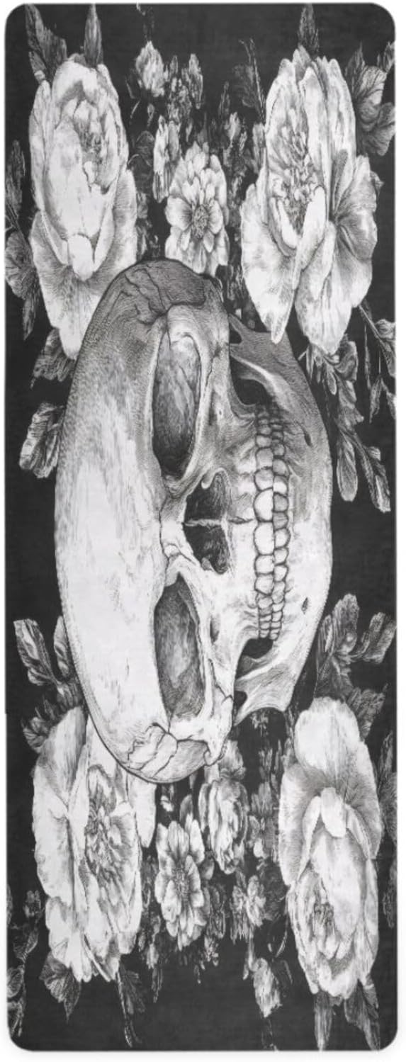 Sugar Skull Yoga Mat Durable & Thick Gym Fitness Mat,Non Slip Natural Rubber Yoga Mat for Yoga, Pilates & Floor Workouts - sugar skull yoga mat