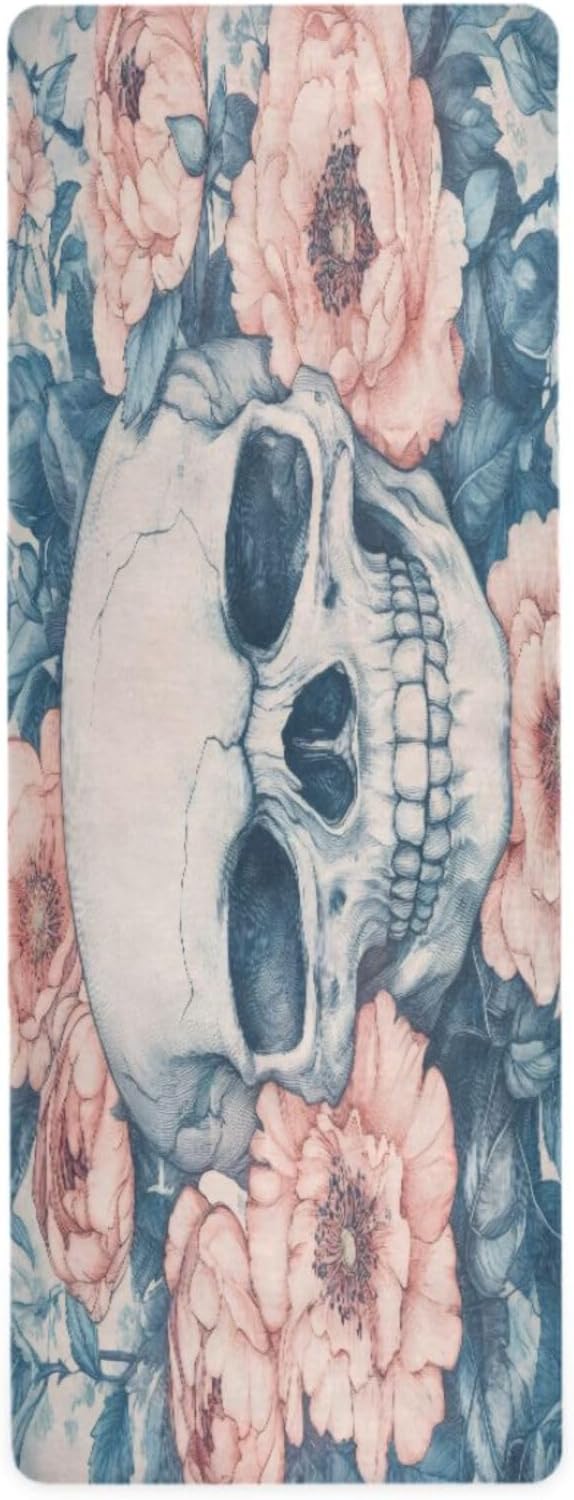 Sugar Skull Yoga Mat Durable & Thick Gym Fitness Mat,Non Slip Natural Rubber Yoga Mat for Yoga, Pilates & Floor Workouts - sugar skull yoga mat