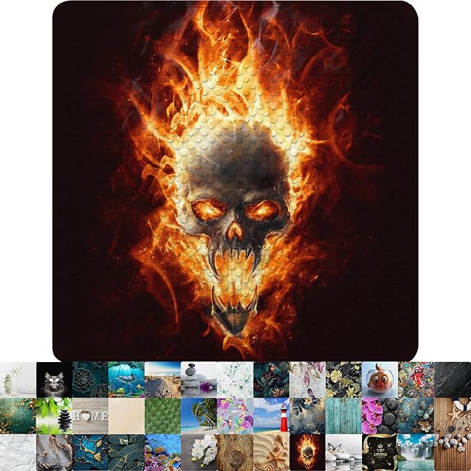 Sanilo Shower Mat 21 x 21 Inch, Non-Slip Bath Mat for Showers and Bathtubs, Machine-Washable, Non-Slip Mat (Skull) - sugar skull toilet mat set