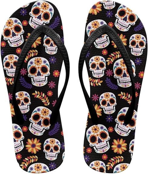 Jndtueit - sugar skull flip flops womens