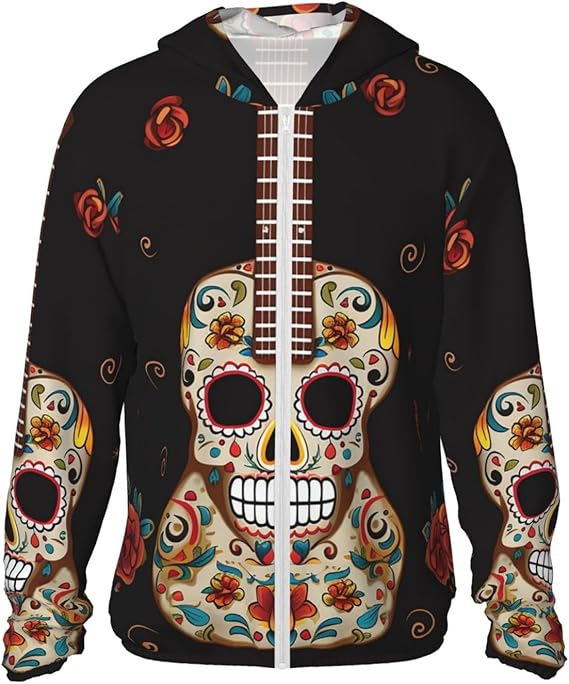 SDTYKHJ - sugar skull zip up hoodie mens