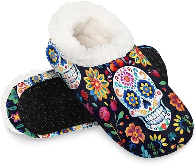 QIANDODUO - sugar skull slippers womens