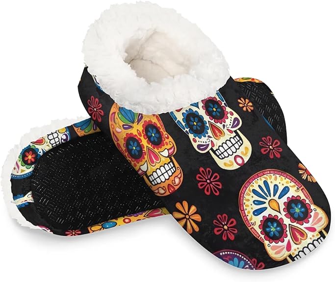 QIANDODUO - sugar skull slippers womens