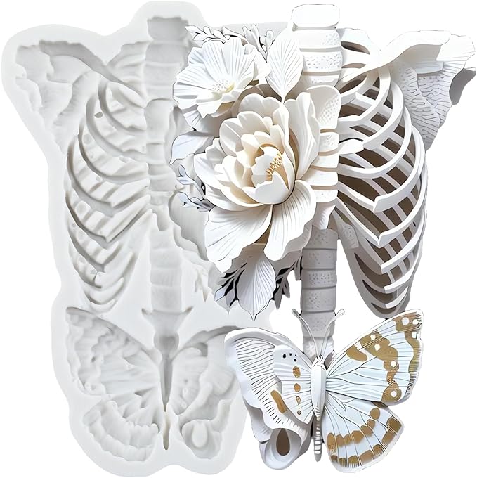 Lingzhi Skull Skeleton Fondant Molds Butterfly Flower Silicone Mold for Cake Decoration Cupcake Topper Candy Sugar Craft Gum Paste Polymer Clay - sugar skull coffee cup