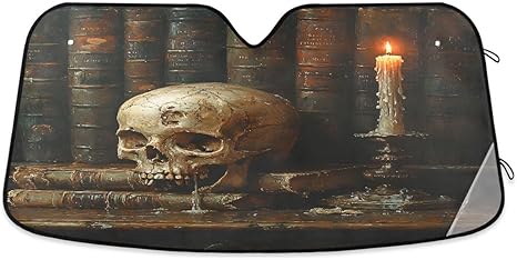 ALAZA Sugar Skull Book Car Windshield Sun Shade Blocks Foldable Car Front Window Sunshade Automotive UV Rays Sun Visor Protector - sugar skull car sunshade for windshield